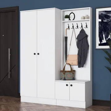 Tavren Hallställ 139,6x182,8x37,5 cm - Vit - Möbler - Hall & entré - Möbelset för hall & entré