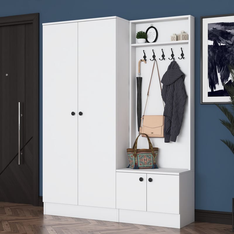 Tavren Hallställ 139,6x182,8x37,5 cm - Vit - Möbler - Hall & entré - Möbelset för hall & entr é