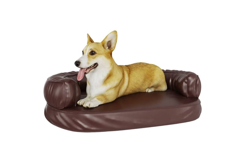 Ergonomisk hundbädd brun 75x53 cm konstläder - Brun - Hundbädd & hundsäng
