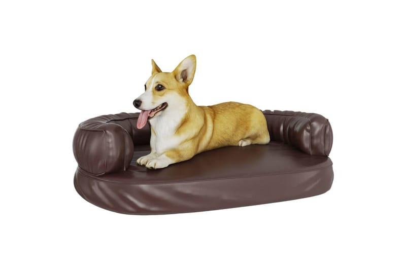Ergonomisk hundbädd brun 88x65 cm konstläder - Brun - Möbler - Husdjursmöbler - Hundmöbler - Hundbädd & hundsäng
