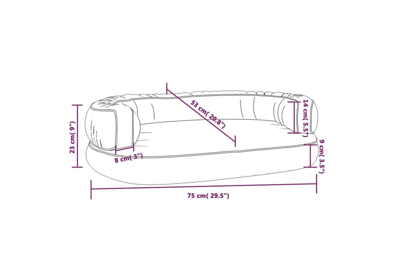 Ergonomisk hundbädd grå 75x53 cm konstläder - Grå - Hundbädd & hundsäng