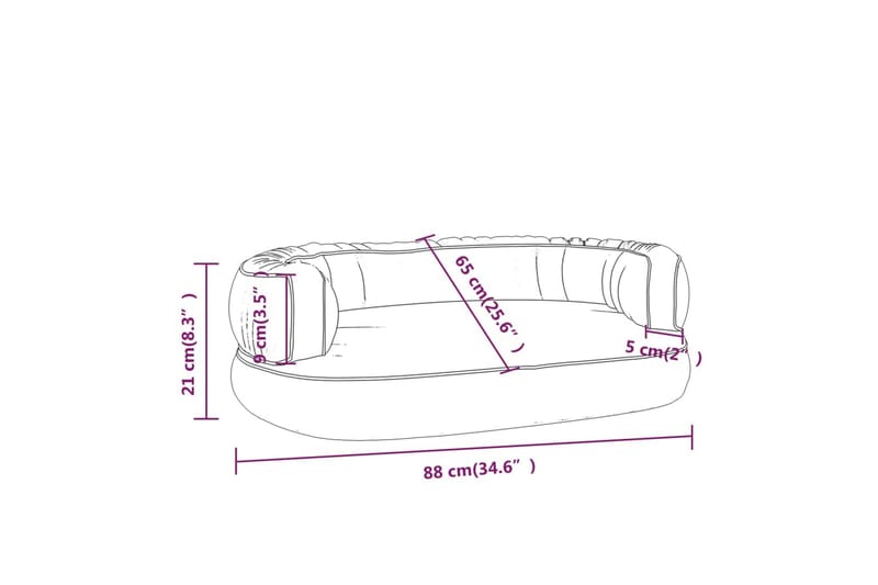 Ergonomisk hundbädd grå 88x65 cm konstläder - Grå - Möbler - Husdjursmöbler - Hundmöbler - Hundbädd & hundsäng