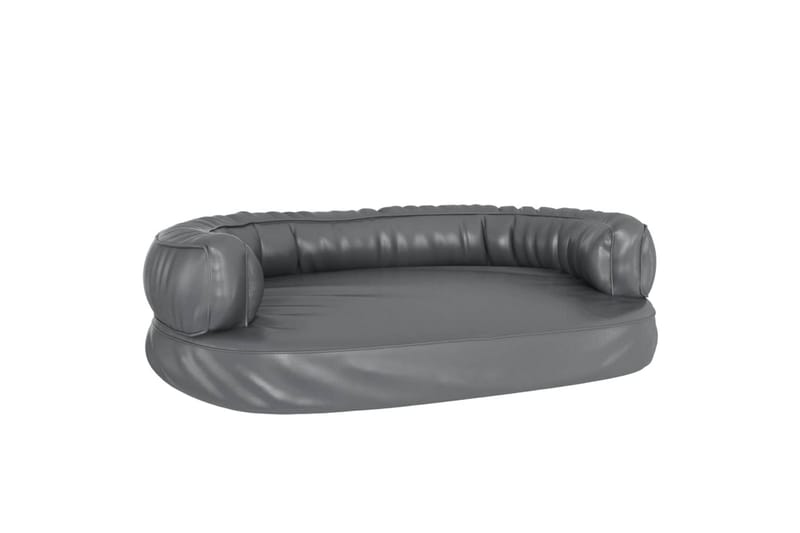 Ergonomisk hundbädd grå 88x65 cm konstläder - Grå - Möbler - Husdjursmöbler - Hundmöbler - Hundbädd & hundsäng