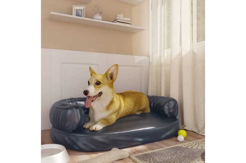 Ergonomisk hundbädd mörkblå 75x53 cm konstläder - Blå - Hundbädd & hundsäng