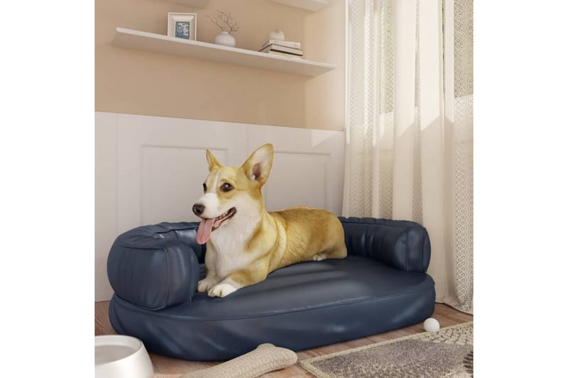 Ergonomisk hundbädd mörkblå 88x65 cm konstläder - Blå - Hundbädd & hundsäng