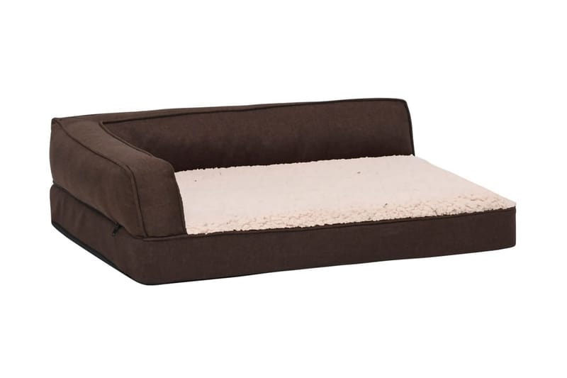 Ergonomisk hundmadrass 75x53 cm linnelook fleece brun - Brun - Hundbädd & hundsäng