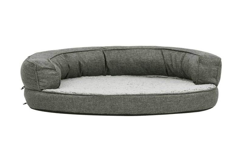 Ergonomisk hundmadrass 75x53 cm linnelook fleece grå - Grå - Hundbädd & hundsäng