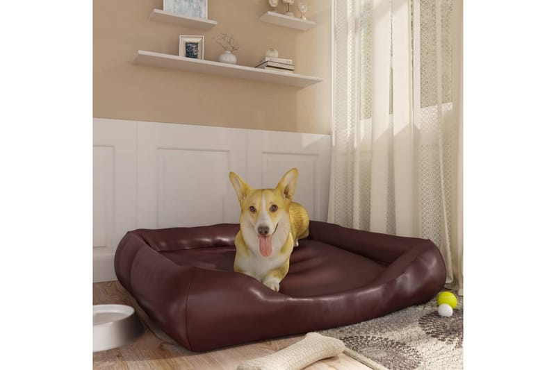 Hundbädd brun 105x80x25 cm konstläder - Brun - Möbler - Husdjursmöbler - Hundmöbler - Hundbädd & hundsäng