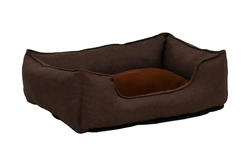 Hundbädd brun 85,5x70x23 cm fleece med linnelook - Brun - Hundbädd & hundsäng