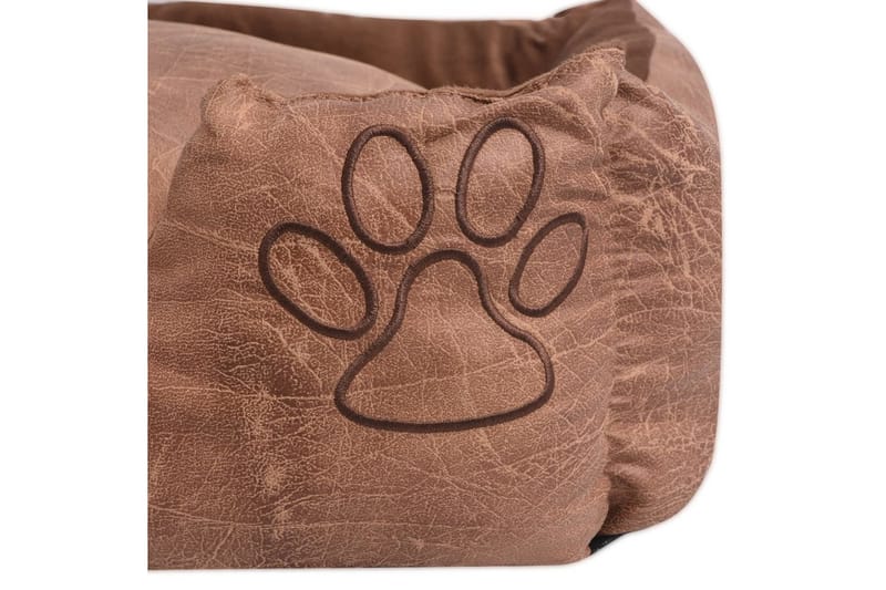 Hundbädd med kudde PU konstläder storlek XL beige - Antracit/Beige - Möbler - Husdjursmöbler - Hundmöbler - Hundbädd & hundsäng