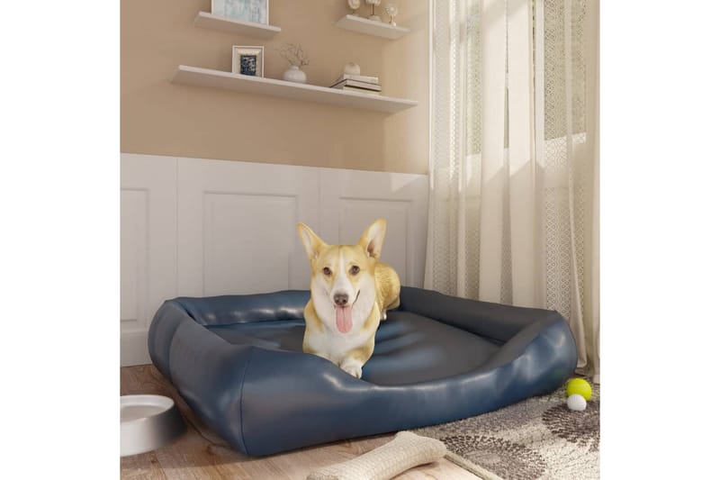 Hundbädd mörkblå 105x80x25 cm konstläder - Grå - Hundbädd & hundsäng