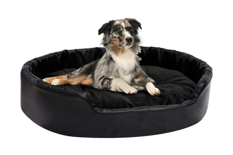 Hundbädd svart 90x79x20 cm plysch och konstläder - Svart - Hundbädd & hundsäng