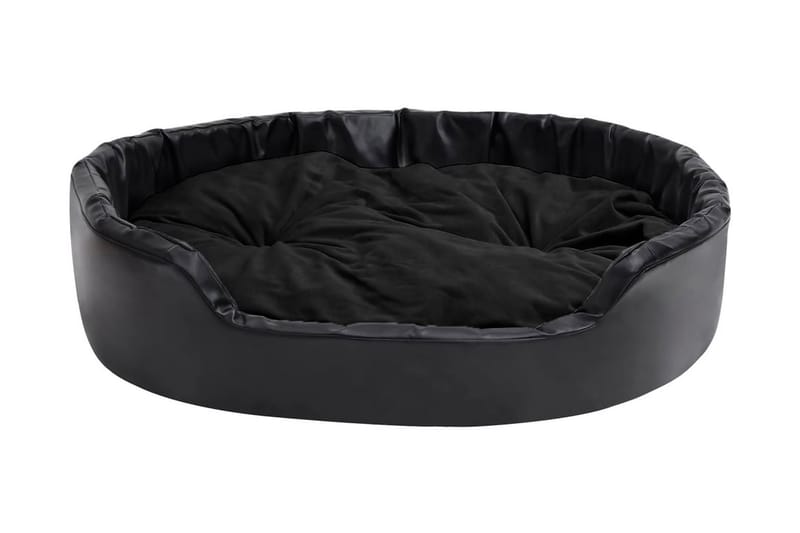 Hundbädd svart 99x89x21 cm plysch och konstläder - Svart - Möbler - Husdjursmöbler - Hundmöbler - Hundbädd & hundsäng