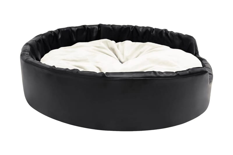 Hundbädd svart och beige 99x89x21 cm plysch och konstläder - Svart - Möbler - Husdjursmöbler - Hundmöbler - Hundbädd & hundsäng