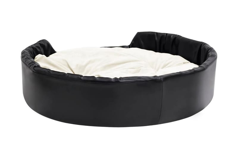 Hundbädd svart och beige 99x89x21 cm plysch och konstläder - Svart - Möbler - Husdjursmöbler - Hundmöbler - Hundbädd & hundsäng