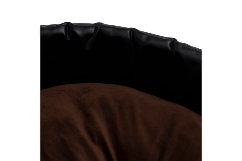 Hundbädd svart och brun 99x89x21 cm plysch och konstläder - Svart - Hundbädd & hundsäng