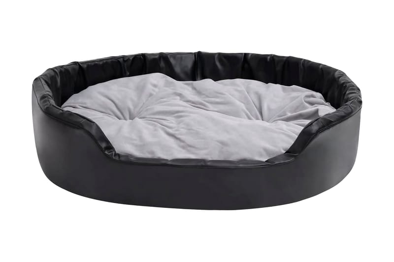 Hundbädd svart och grå 99x89x21 cm plysch och konstläder - Svart - Möbler - Husdjursmöbler - Hundmöbler - Hundbädd & hundsäng