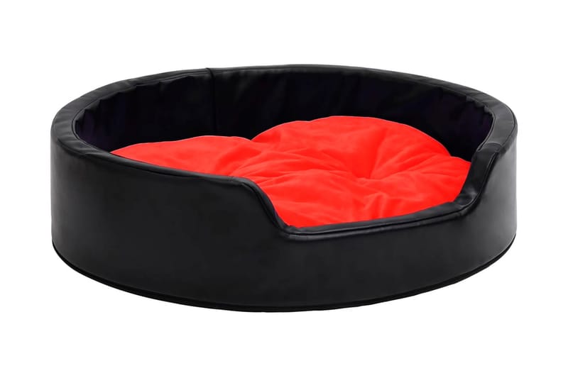 Hundbädd svart och röd 99x89x21 cm plysch och konstläder - Svart - Hundbädd & hundsäng