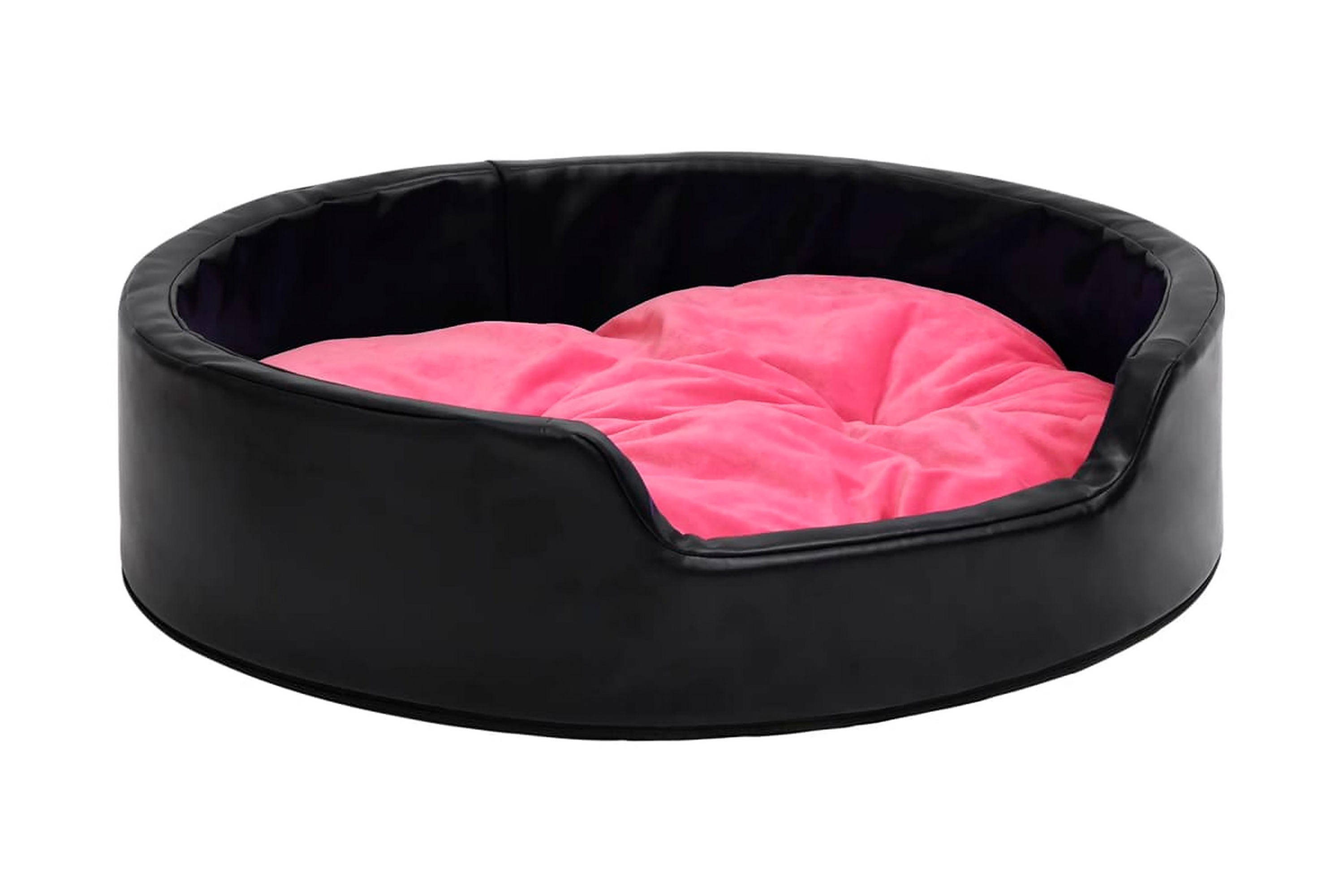 Hundbädd svart och rosa 79x70x19 cm plysch och konstläder – Svart
