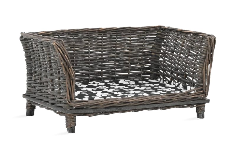 Hundkorg med dyna grå 50x33x30 cm naturlig pil - Grå - Möbler - Husdjursmöbler - Hundmöbler - Hundbädd & hundsäng