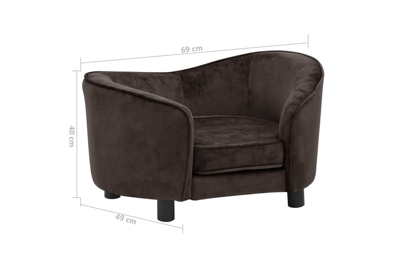 Hundsoffa brun 69x49x40 cm plysch - Brun - Möbler - Husdjursmöbler - Hundmöbler - Hundbädd & hundsäng