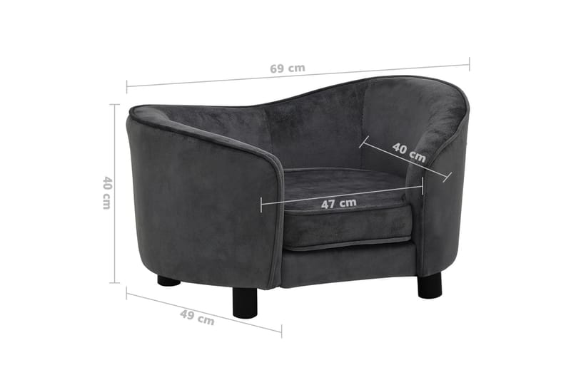Hundsoffa mörkgrå 69x49x40 cm plysch - Grå - Möbler - Husdjursmöbler - Hundmöbler - Hundbädd & hundsäng