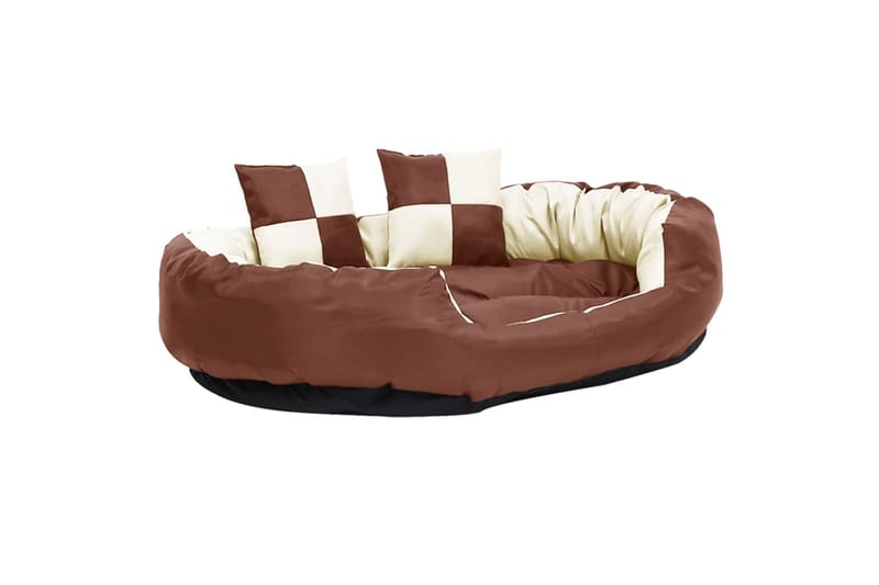 Vändbar och tvättbar hundsäng brun och gräddvit 110 x 30 x 8 - Brun - Möbler - Husdjursmöbler - Hundmöbler - Hundbädd & hundsäng