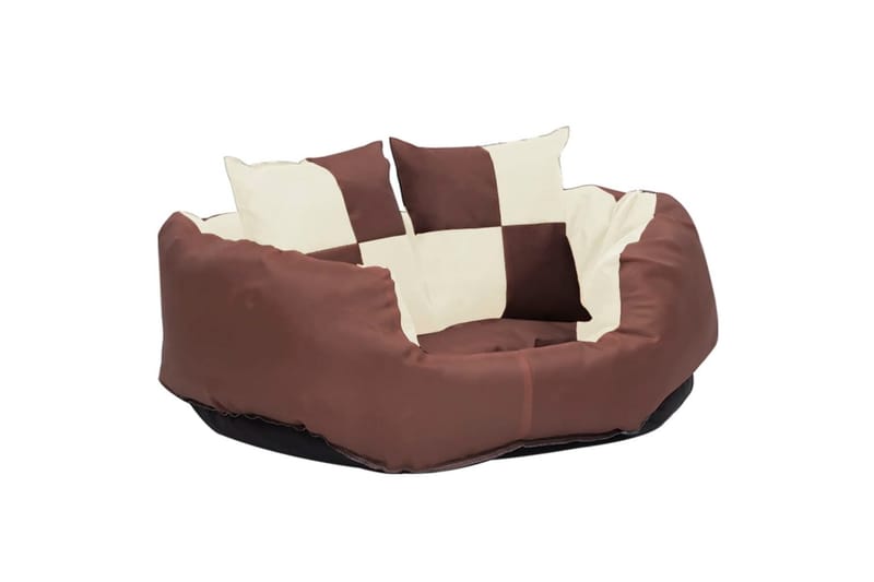 Vändbar och tvättbar hundsäng brun och gräddvit 65 x 50 x 20 - Brun - Möbler - Husdjursmöbler - Hundmöbler - Hundbädd & hundsäng