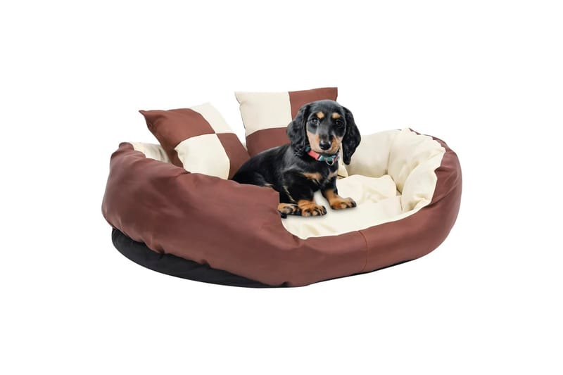 Vändbar och tvättbar hundsäng brun och gräddvit 85x70x20 cm - Brun - Möbler - Husdjursmöbler - Hundmöbler - Hundbädd & hundsäng