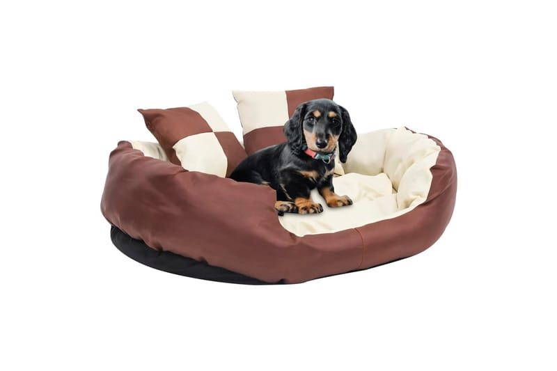 Vändbar och tvättbar hundsäng brun och gräddvit 85x70x20 cm - Brun - Hundbädd & hundsäng