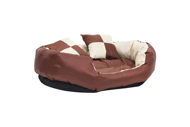 Vändbar och tvättbar hundsäng brun och gräddvit 85x70x20 cm - Brun - Möbler - Husdjursmöbler - Hundmöbler - Hundbädd & hundsäng