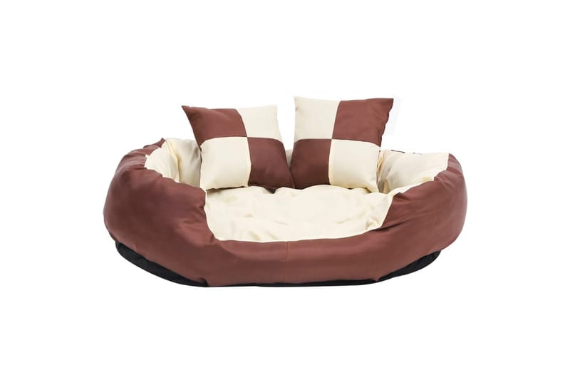 Vändbar och tvättbar hundsäng brun och gräddvit 85x70x20 cm - Brun - Möbler - Husdjursmöbler - Hundmöbler - Hundbädd & hundsäng