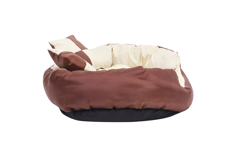 Vändbar och tvättbar hundsäng brun och gräddvit 85x70x20 cm - Brun - Möbler - Husdjursmöbler - Hundmöbler - Hundbädd & hundsäng