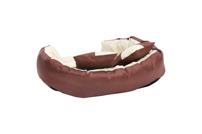 Vändbar och tvättbar hundsäng brun och gräddvit 85x70x20 cm - Brun - Möbler - Husdjursmöbler - Hundmöbler - Hundbädd & hundsäng