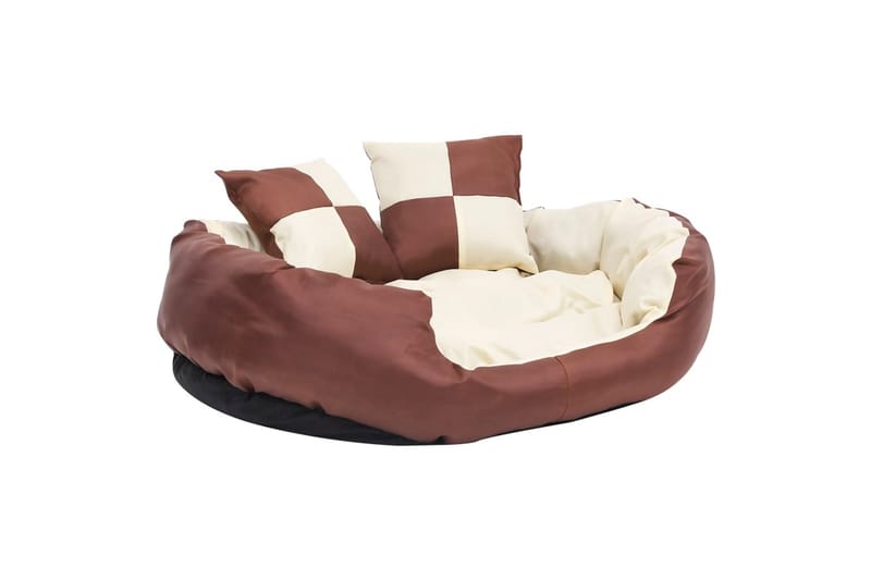 Vändbar och tvättbar hundsäng brun och gräddvit 85x70x20 cm - Brun - Möbler - Husdjursmöbler - Hundmöbler - Hundbädd & hundsäng