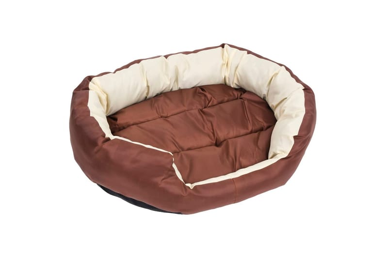 Vändbar och tvättbar hundsäng brun och gräddvit 85x70x20 cm - Brun - Möbler - Husdjursmöbler - Hundmöbler - Hundbädd & hundsäng
