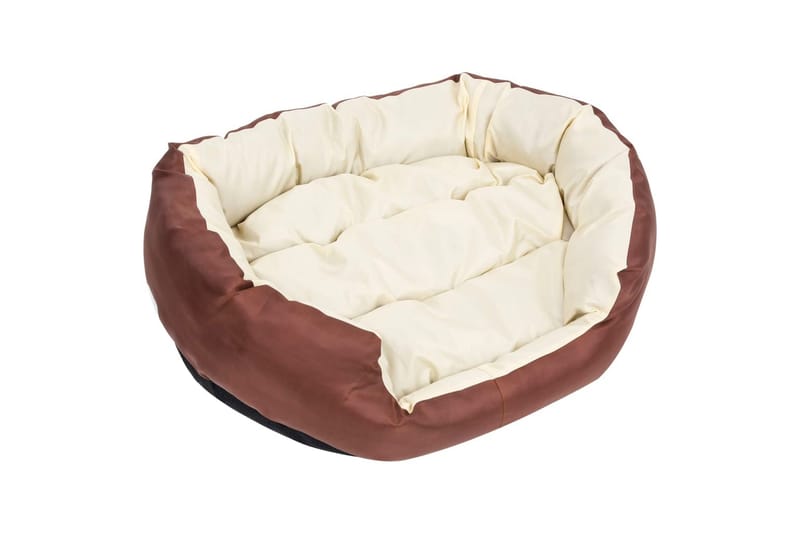 Vändbar och tvättbar hundsäng brun och gräddvit 85x70x20 cm - Brun - Möbler - Husdjursmöbler - Hundmöbler - Hundbädd & hundsäng