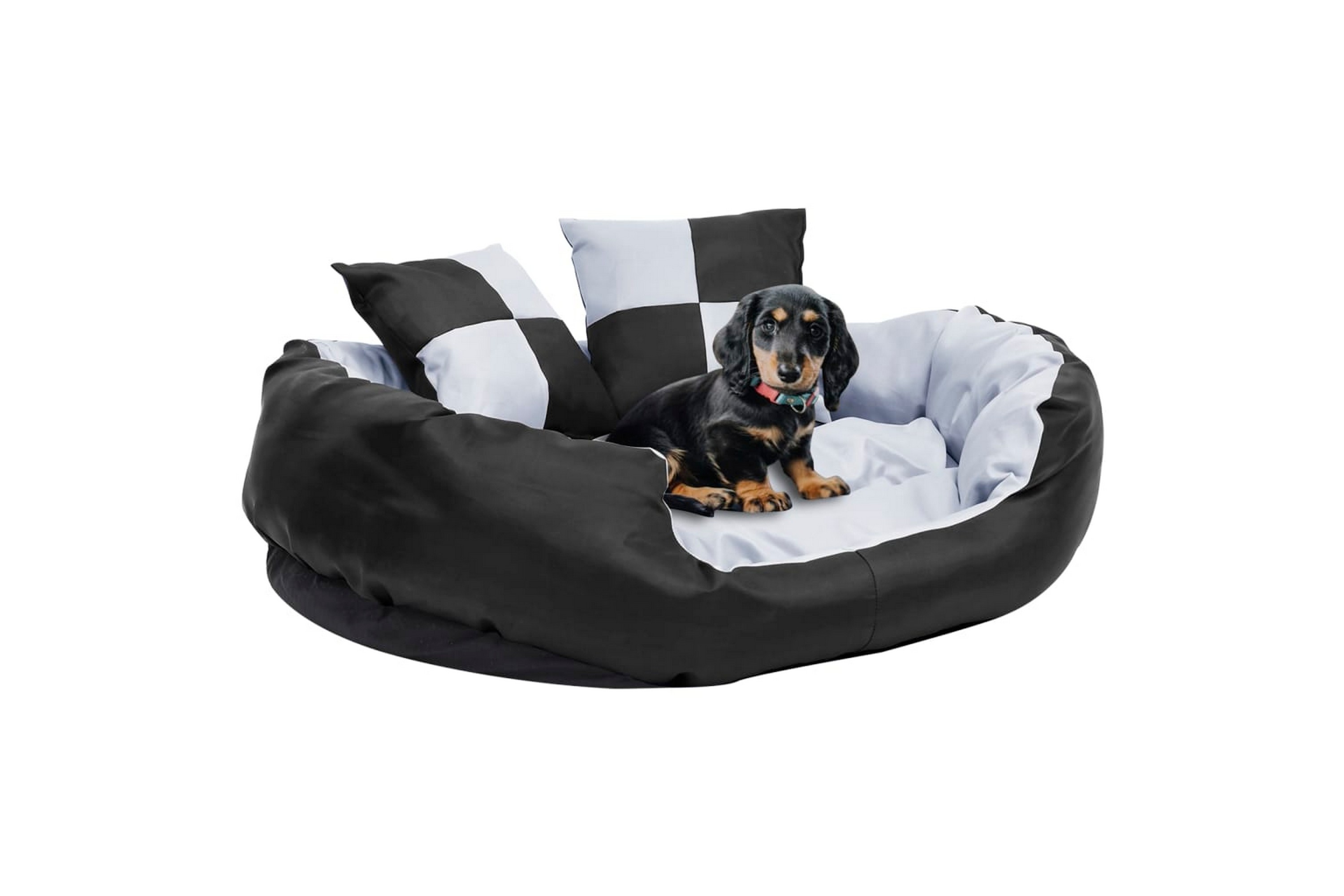 Vändbar och tvättbar hundsäng grå och svart 85x70x20 cm – Grå