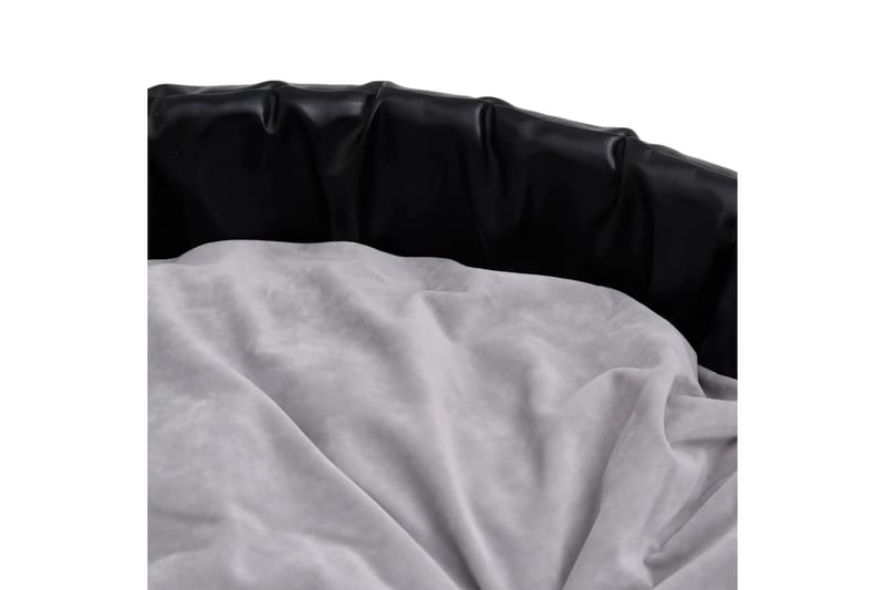 Hundbädd svart och grå 79x70x19 cm plysch och konstläder - Svart - Hundbädd & hundsäng