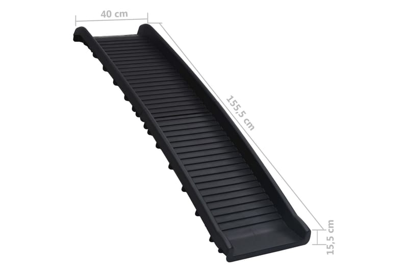 Hopfällbar hundramp svart 155,5x40x15,5 cm - Svart - Möbler - Husdjursmöbler - Hundmöbler - Hundtrappa