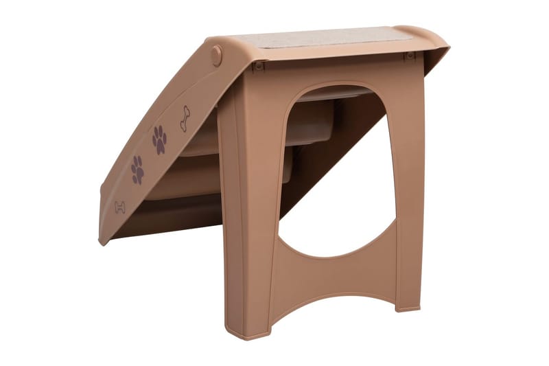 Hopfällbar hundtrappa brun 62x40x49,5 cm - Brun - Möbler - Husdjursmöbler - Hundmöbler - Hundtrappa