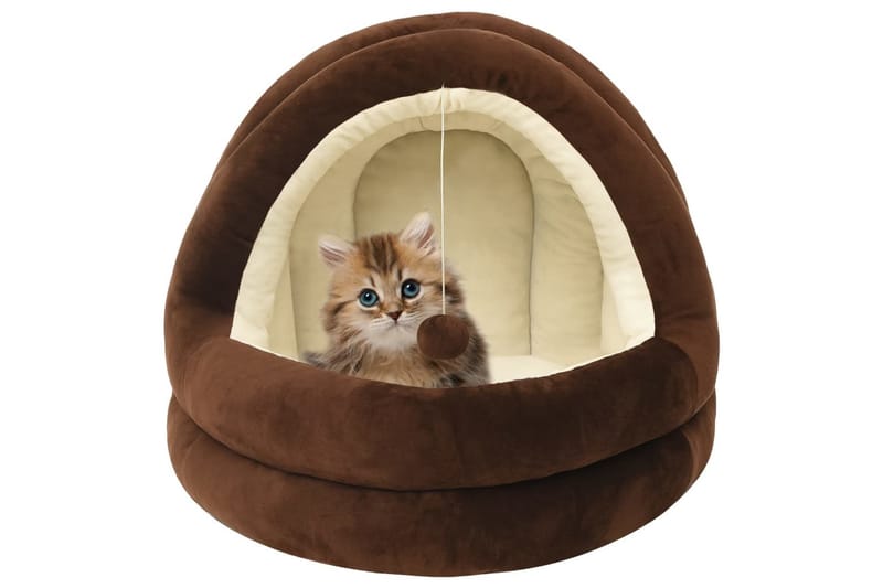 Kattbädd 50x50x45 cm brun och gräddvit - Brun - Kattbädd & kattsäng