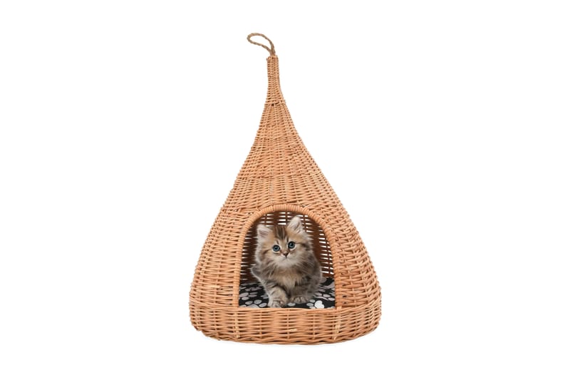 Kattkoja med dyna 40x60 cm naturlig pil tipi - Brun - Katthus & kattkoja