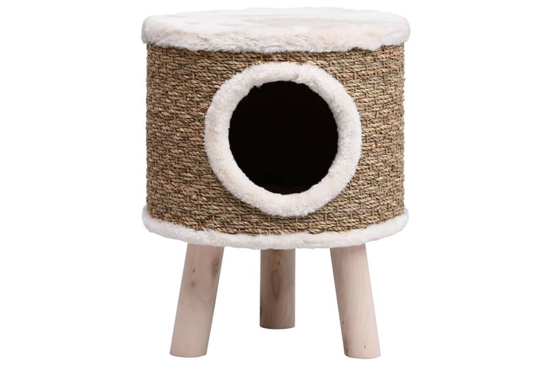 Kattkoja med träben 41 cm sjögräs - Brun - Möbler - Husdjursmöbler - Kattmöbler - Katthus & kattkoja