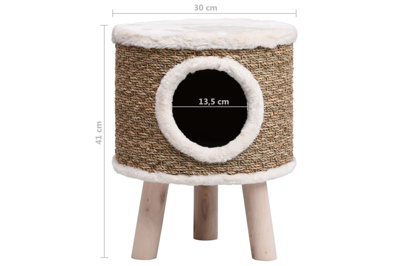 Kattkoja med träben 41 cm sjögräs - Brun - Möbler - Husdjursmöbler - Kattmöbler - Katthus & kattkoja