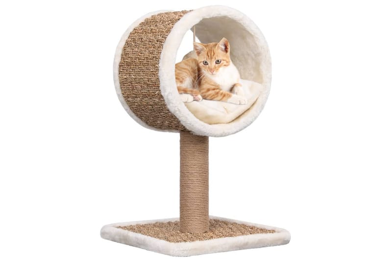 Kattmöbel med tunnel och leksak 56 cm sjögräs - Beige - Möbler - Husdjursmöbler - Kattmöbler - Katthus & kattkoja