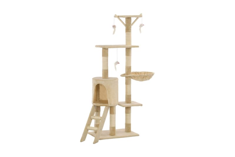 Katträd med klöspelare i sisal 138 cm beige - Beige - Möbler - Husdjursmöbler - Kattmöbler - Klösträd & klösmöbler