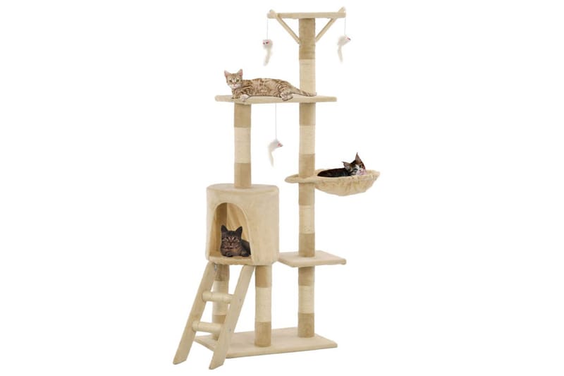 Katträd med klöspelare i sisal 138 cm beige - Beige - Möbler - Husdjursmöbler - Kattmöbler - Klösträd & klösmöbler