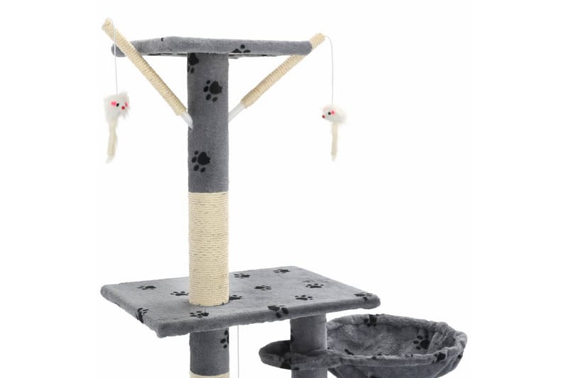 Katträd med klöspelare i sisal 230-250 cm tassavtryck gr�å - Grå - Möbler - Husdjursmöbler - Kattmöbler - Klösträd & klösmöbler