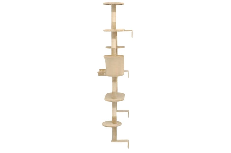 Katträd väggmonterat med klöspelare i sisal 194 cm beige - Beige - Möbler - Husdjursmöbler - Kattmöbler - Klösträd & klösmöbler